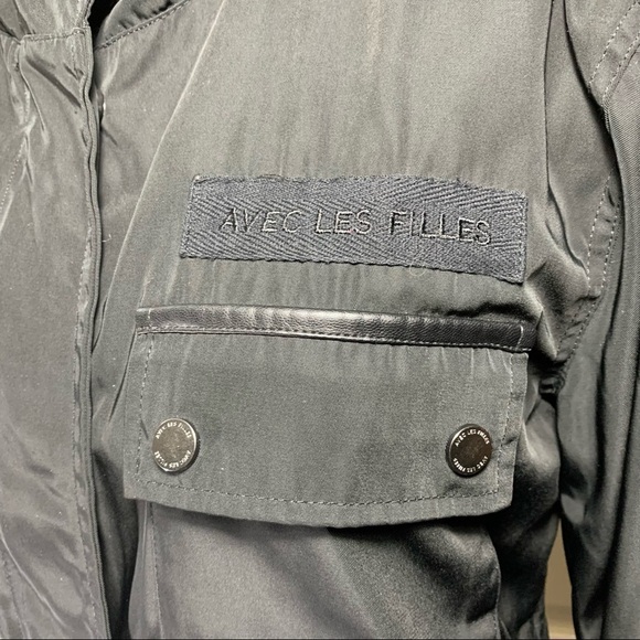 AVEC Les Filles Black Jacket Military Cargo Style Water Repellent Utility Jacket - Picture 5 of 14